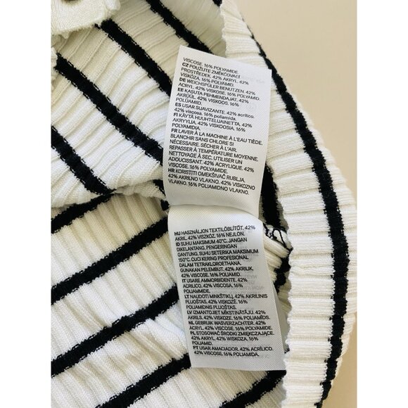 H&M Basics Womens Size Small Black and White Striped Ribbed Cardigan V-Neck Y2K - Picture 5 of 7